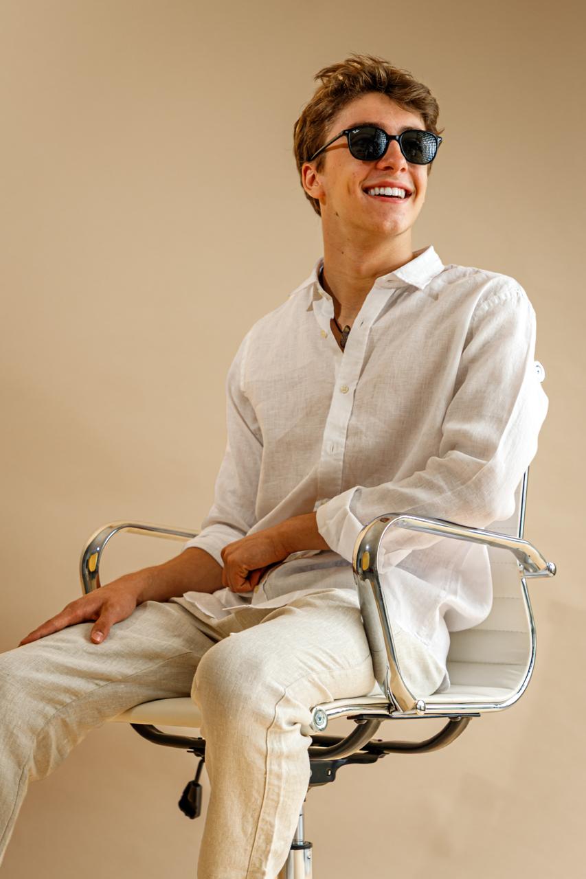 CAMISA 100% LINO marga larga blanca