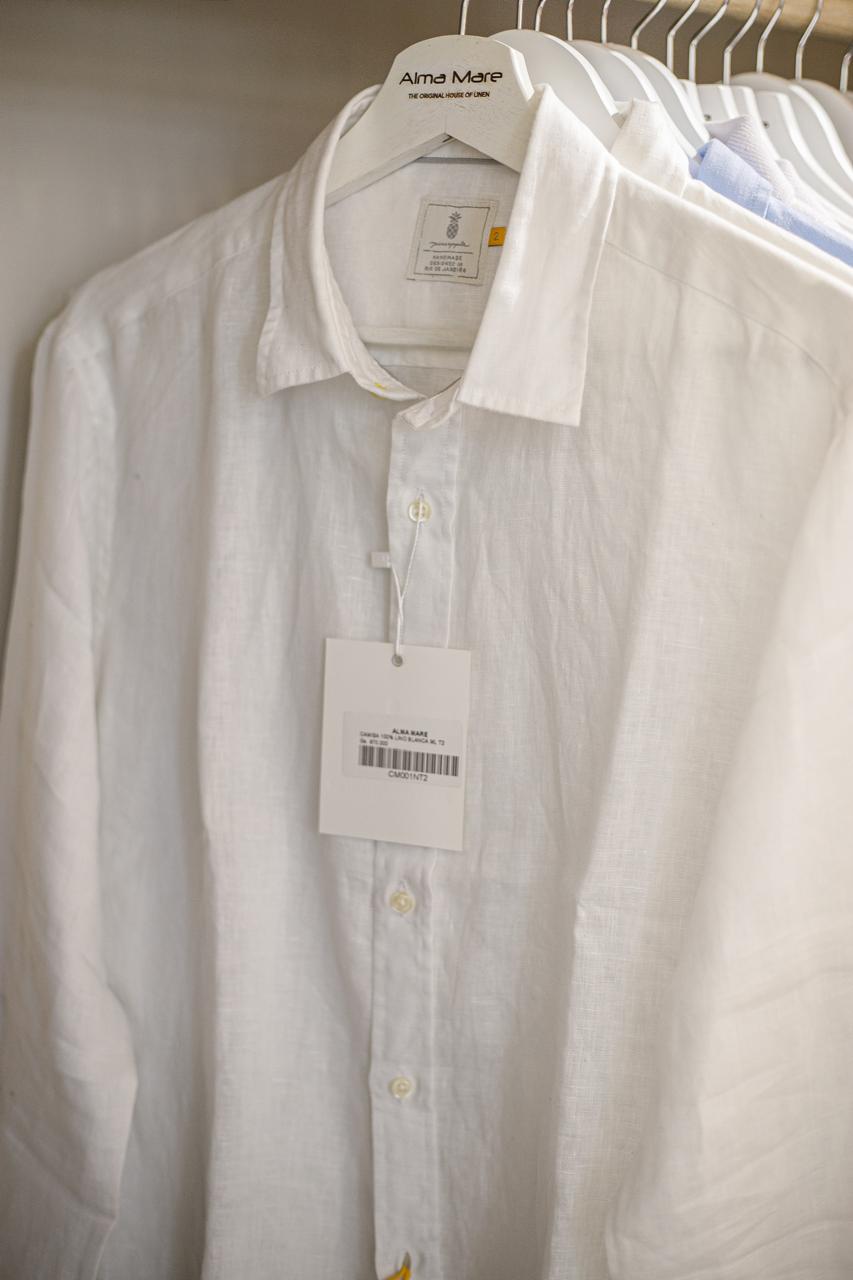 CAMISA 100% LINO marga larga blanca