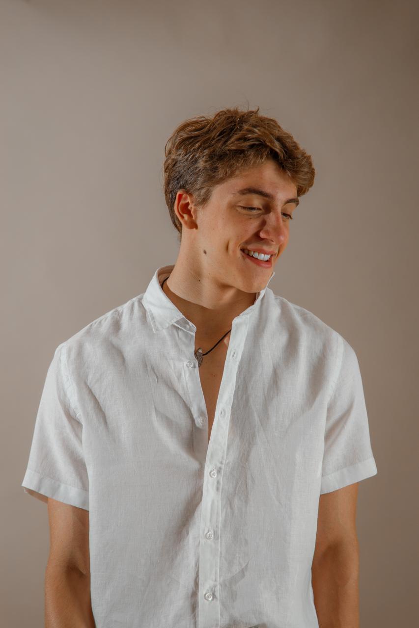 CAMISA 100 % LINO manga corta blanca