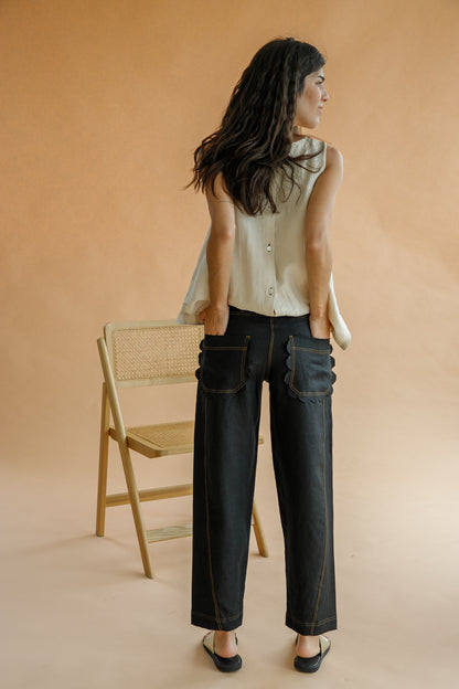 PANTALÓN BARCELONA FLOR NEGRO