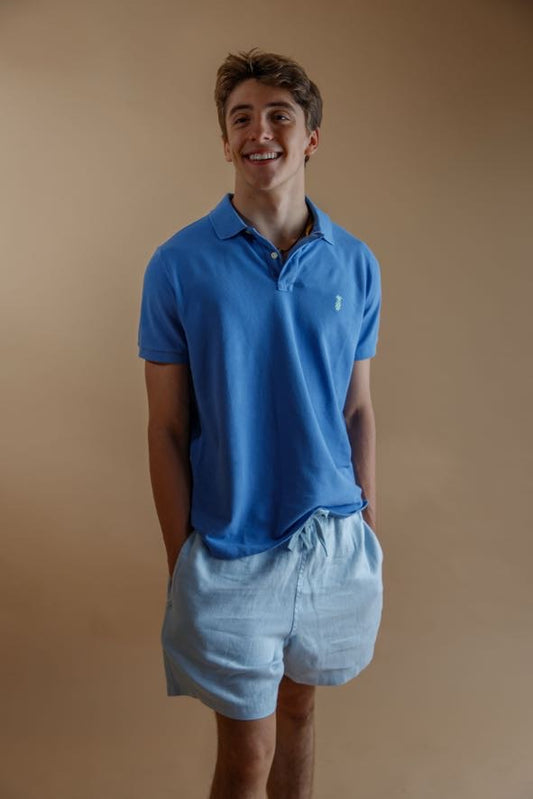 SHORT DE LINO celeste