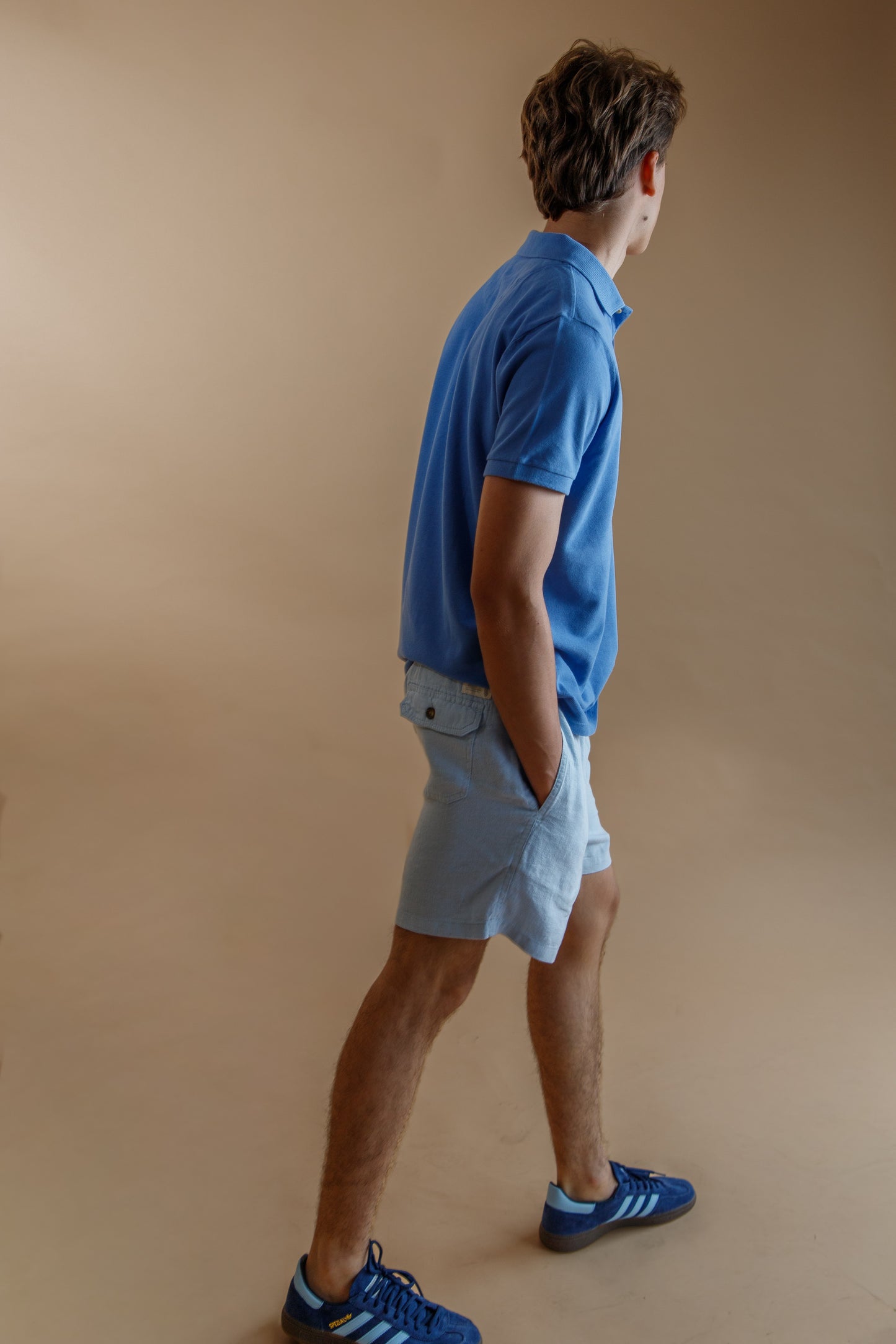 SHORT DE LINO celeste